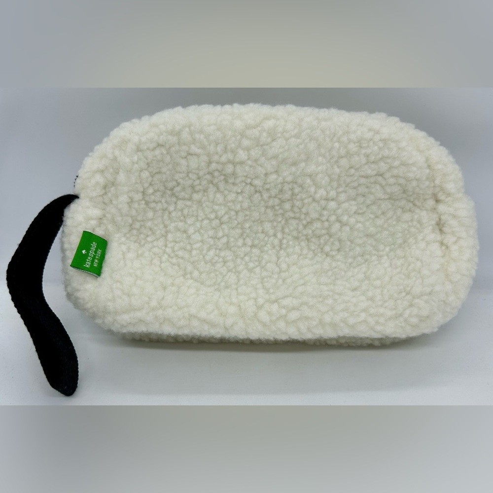 Kate Spade Faux Sherpa Cosmetic Bag/Makeup Travel Pouch, NWOT.
